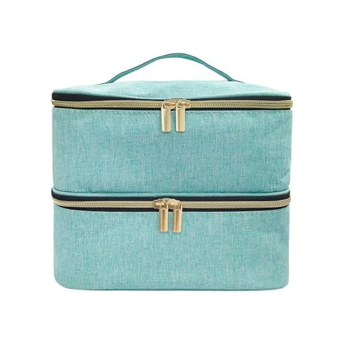 ZITIXO ネイルポリッシュキャリングケース、二層収納バッグ ボトル30本 てて収納できる仕切り付きで、同士がぶつからない。プロ用・自宅ネイルに最適!細かい道具やネイル用品もまとめて収納、持ち運びやすく (グリーン)
