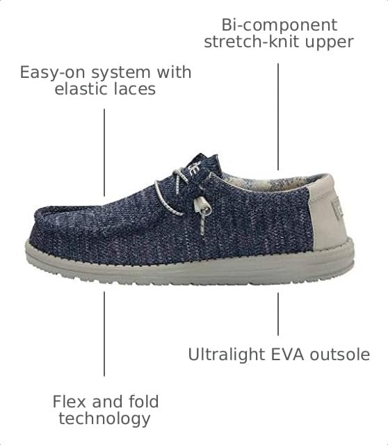 Image of HEYDUDE Men's Wally Sox Moonlit Ocean Size 9 | Men's Shoes | Men's Lace Up Loafers | Comfortable & Light-Weight