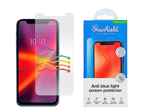 Image of Ocushield Anti Blue Light Tempered Glass Screen Protector for iPhone 12 Mini 5.4 inch - Protect Your Eyes, Reduce Migraines & Improve Sleep
