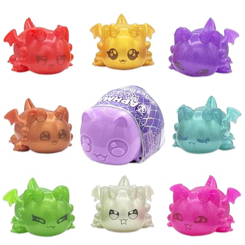 Aphmau MeeMeow Mystery Squishy Figures; Series 4 – Dragons, Blind Box, 1 of 8 Possible Dragon MeeMeows, Official Aphmau Merch