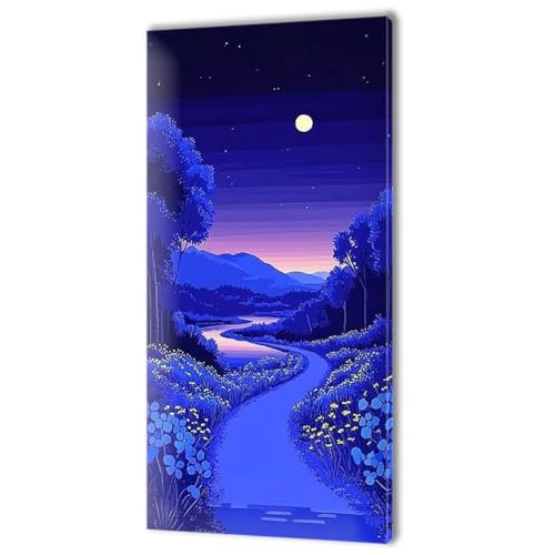 ペイントバイナンバー 月 森 Paint by Numbers for Adults 数字油絵 キット 大きい 簡単DIYアート&クラフトセット 大人のためのペイントバイナンバーキッズ初心者 フレームなしの番号でペイントホームウォールデコレーション 80x