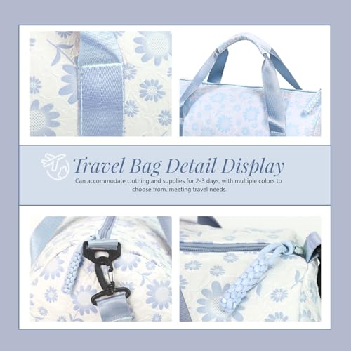 Custom Duffle Bag with Embroidered Name,Personalized Quilted Floral Travel Bag Foldable Dance Gym Gift for Women3