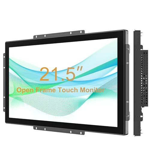 Senisway 21.5 Inch 10 Points Industrial Capacitive Touch Monitor， IP65 Waterproof 1920x1080 @ 60Hz TFT LCD IK08 Open Frame Design Touch Screen Suitable for kiosks