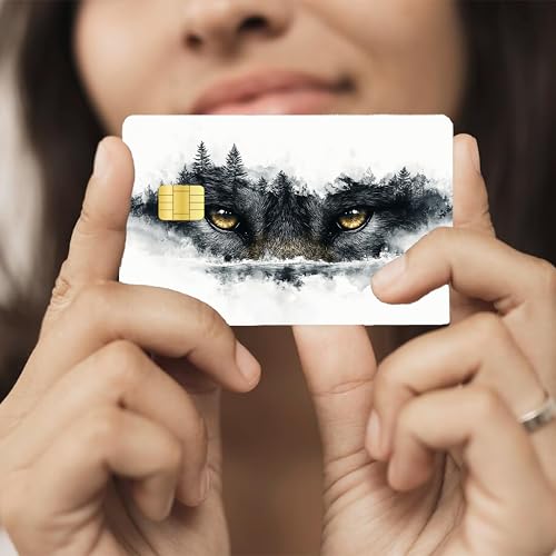 Credit Card Skin Sticker, Wolf Eyes Design, 4 Styles, Waterproof, 3.34 x 2.12 inches4