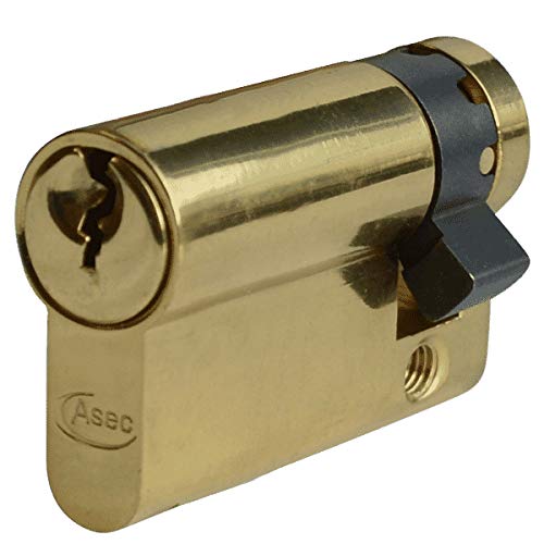Asec Euro Half Cylinder With Adjustable Cam - 6 Pin - 50mm (40/10) Polished Brass