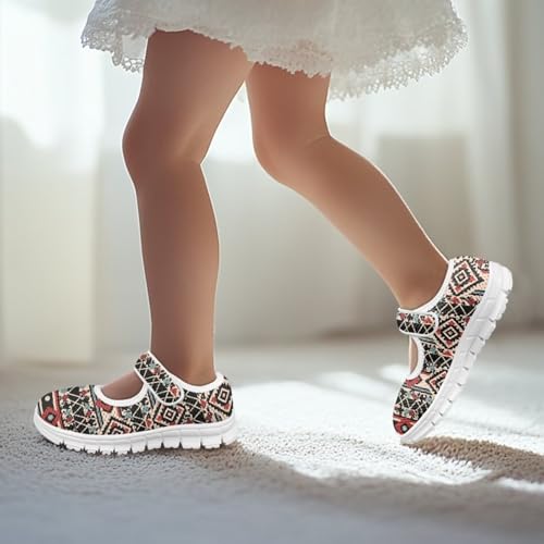 chaqlin Kids Dress Shoes Boho Aztec Stripes Non Slip Casual Sneaker Mary Jane Boys Girls Breathable Mesh Walking Strap Shoes3