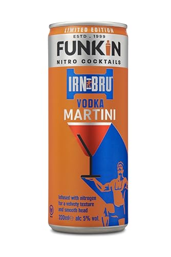 FUNKIN Cocktails Ready to Drink IRN-BRU Vodka Martini Nitro Cocktail Cans | 5% ABV | Velvety Texture, Smooth Head | Just Pop & Pour, Serve Chilled | Distinct Flavour for the Bold | 200ml, Pack of 12