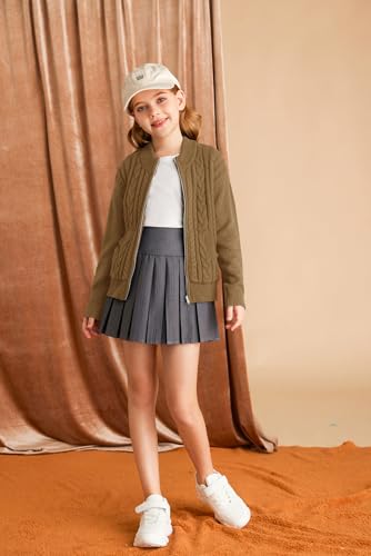Image of GRACE KARIN Girls Knit Cardigan Sweater Zip Long Sleeve Kids School Uniform Fall Jacket Size 6-14