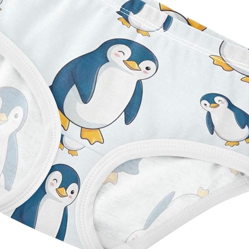 Cute Cartoon Penguins Blue White Cute Panties Girl Toddlers Underwear Floral Cotton Aesthetic Briefs Kids Undies 2t4