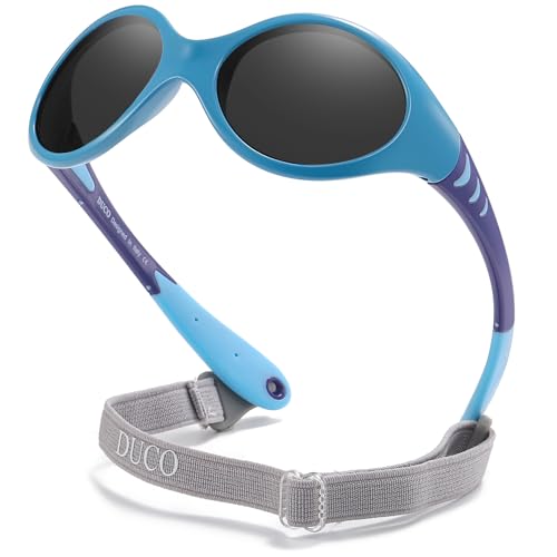 DUCO Bendable Oval Baby Sunglasses with Adjustable Strap UV400 Polarized for Newborns Infants Age 0-5 Girl Boy ​K012