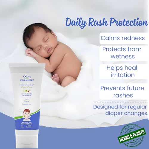 Image of Baby Diaper Rash Cream (50ml) | Rash Relief for Newborns & Babies | Helps Prevent Diaper Rash, Nappy Rash, Redness & Irritation | With Zinc Oxide, Shea Butter & Chamomile | Gentle Baby Skin Protection