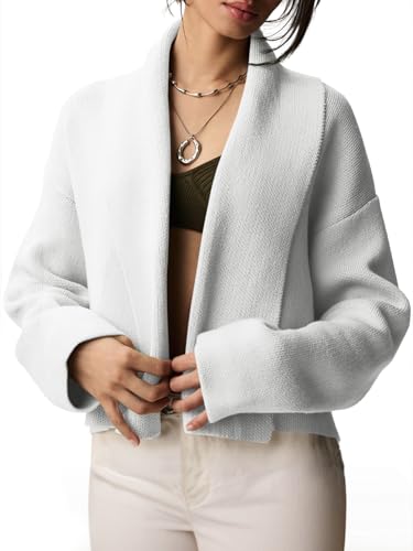 Image of Saodimallsu Womens Cropped Cardigan Open Front Shawl 2026 Fall Trendy Long Sleeve Sweater Jacket