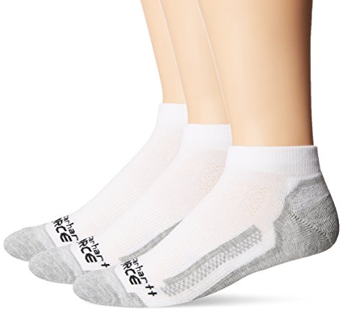 Carhartt Men's 3 Pack Force Performance Work Low Cut Socks, White, Shoe Size: