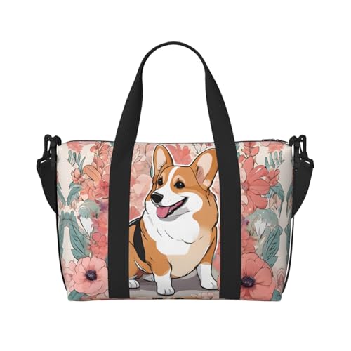 Sac de sport pliable fleurs florales Corgi contre le manque de place