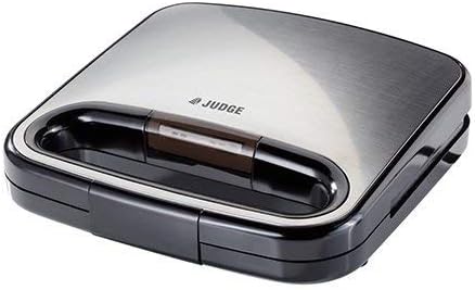 Judge JEA77 Non-Stick Toasted Sandwich Maker for 2 Toasties with Easy Clean Seal & Cut Plates, Cool Touch Handle, 750W, Satin Stainless Steel Finish - 2 Year Guarantee
