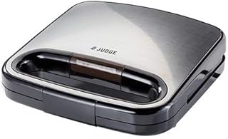 Judge JEA77 Non-Stick Toasted Sandwich Maker for 2 Toasties with Easy Clean Seal & Cut Plates, Cool Touch Handle, 750W, Satin Stainless Steel Finish - 2 Year Guarantee