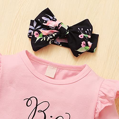 WeoTca Kleine Große Schwestern Passende Kleidung Outfits Kleinkind Baby Mädchen Strampler / T-Shirt+Hose mit Blumenmuster+Stirnband Kleidung Set - Image 5