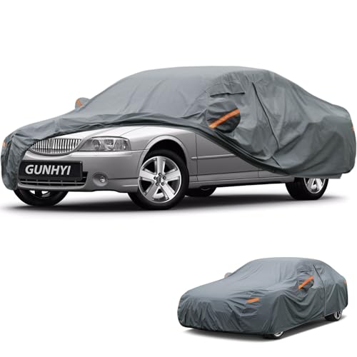 Image of GUNHYI Premium Car Cover Custom Fit Lincoln LS, 16 Layers Heavy Duty Car Cover Waterproof All Weather with Zipper Door for Sun Rain Snow Dust Uv Protection