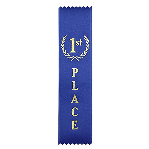 RibbonsNow 1st Place (Blue) Ribbons - 50 Economical Flat Style Ribbons (No Card & String)