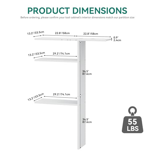 Image of YITAHOME 60cuft Vertical Storage Shed Shelf, Weatherproof Metal Shelf for 60 cu ft Tool Cabinet, Ideal for Outdoor Use, Easy Assembly,45.6 inch L X 13.2 inch W X 69 inch H, White