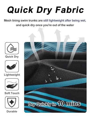 Image of BOJIN Mens Swim Trunks 9 inch Quick Dry Stretch Swim Shorts Mesh Lining Bathing Suits Swimwear Beach Shorts with Pockets