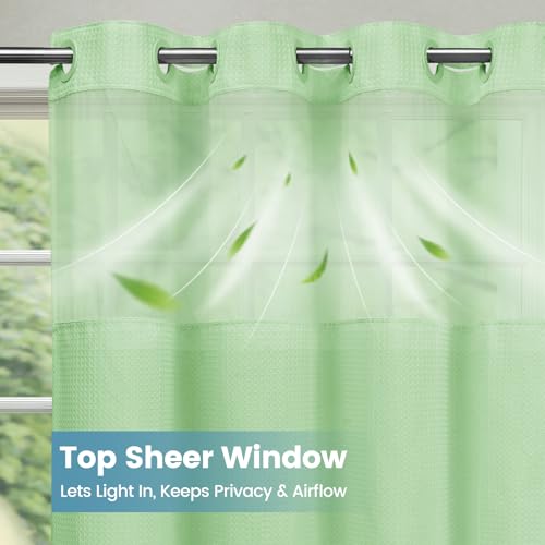 SORTTO Ringless Waffle Shower Curtain with Snap in Liner Set, 71x74, Green by SORTTO - Used condition - Image 4