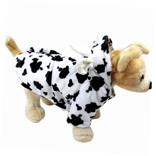 Disfraz de vaca para perro ORFOFE talla XS suave y liviano miniatura 3
