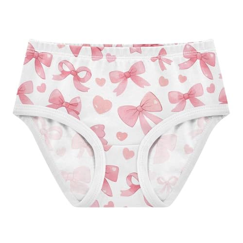 Wusikd Pink Ribbon Girls' Underwear Cotton Bows Hearts Girls Briefs Soft Toddler Underwear 2T
