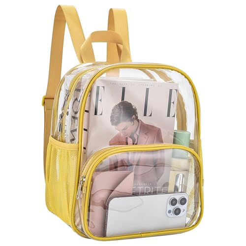 Image of Busiuw Clear Backpack for Stadium Events 12x12x6 with Front Pocket for Concert Sport Fashion Women Backpack Events Work Travel(Gold)