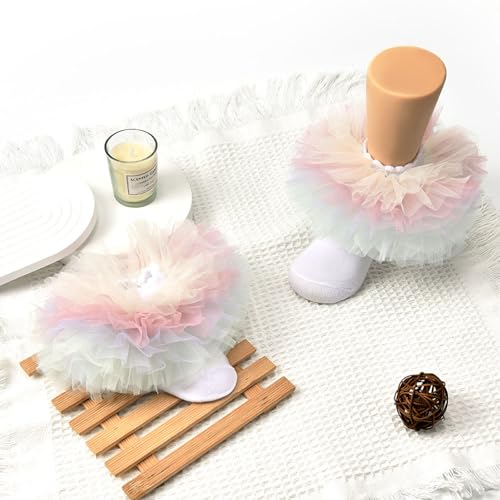 Girls Ruffle Socks Becorated With Super Fluffy Lace Tutu Dance Dressy Socks 3 Pairs4