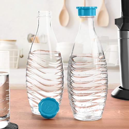 GRÄWE Deckel für Sodastream Glasflaschen Penguin und Crystal, 2er Set Flaschendeckel, absolut dichter Deckel, Türkis