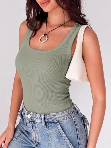 Image of ANRABESS Womens Square Neck Ribbed Tank Tops 2026 Summer Sleeveless Shirts
