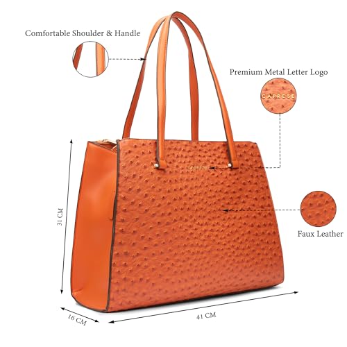 Image of Caprese Britney Large 15.6 Laptop Compatible Tote Bag for Women | Animal Texture Faux Leather Shoulder Handbag | Spacious Office & Travel Bag | Dual Zipper & Magnetic Button Closure
