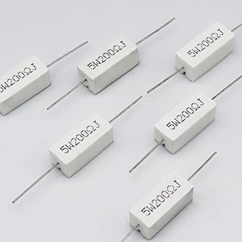 Cement Resistor,10 Pcs 5W 200 Ohm 5% Axial Lead Wire Resistor White Wound Fixed Ceramic Cement Resistors Wirewound Cement Power Resistors Flame Heat Moisture Resistance Precharge Horizontal Resistors #TOP4