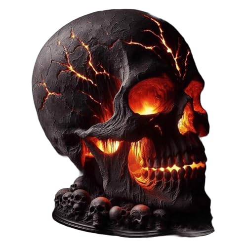 NONDK LáMpara de Mesa con Forma de Calavera, LáMpara Decorativa de Halloween, Luz LED Decorativa, Hecha de Resina, Recargable por USB.