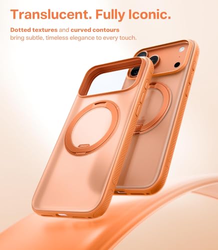 Image of TORRAS 360 Magnetic Stand for iPhone 17 Pro Max Case, [Fit for MagSafe] [4X Military-Grade Protection] Slim Case for iPhone 17 Pro Max 6.9 inch, Translucent Cosmic Orange, Ostand O3 Fitness Series