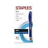 Staples Sonix Retractable Gel-Ink Pens, Medium Point, Blue, Dozen