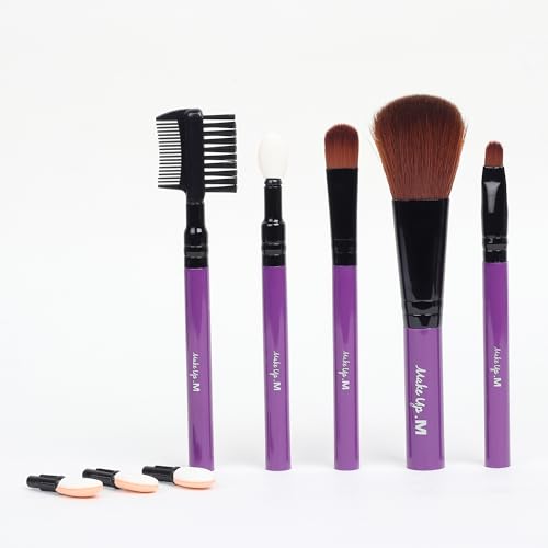 MINISO 5 PCS Makeup Brushes + 3 Eyeshadow Applicator Tips Makeup Brush Set Purple