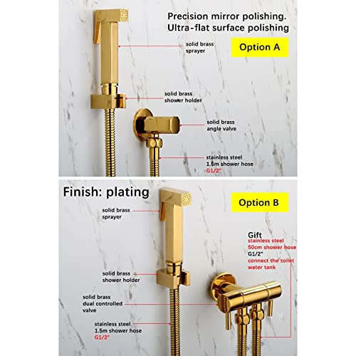 Toilet Bidet Sprayer Hand Held Douche Kit Shiny Gold Bathroom Cleaner Shower Color D E — view 4