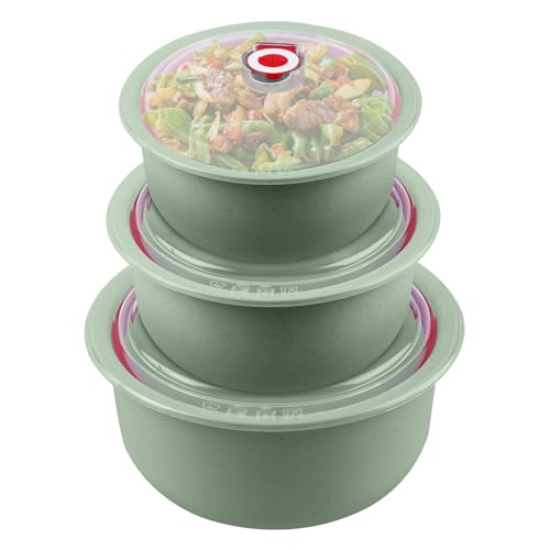 MEGYAD Juego de 3 recipientes para microondas con tapa: recipientes herméticos para microondas, 260/480/900 ml, para microondas, microondas, frigorífico