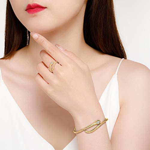 Presentski Snake Bracelets Gold Open Bangle Cuff Bracelet Snake Jewelry for Women Serpent Wrap Bypass Bracelet Adjustable2