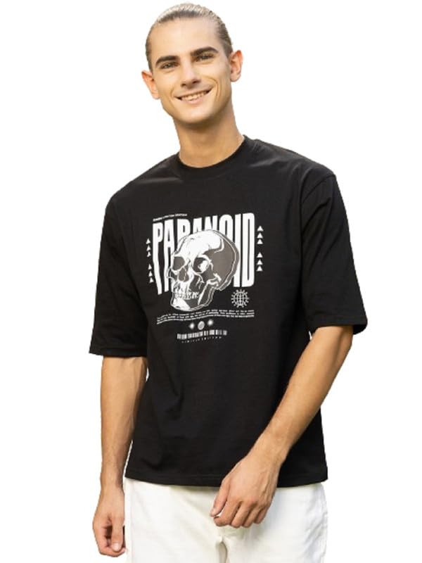 GAVINPARISParanoid Black Oversize Drop Shoulder TEE by Gavin Paris