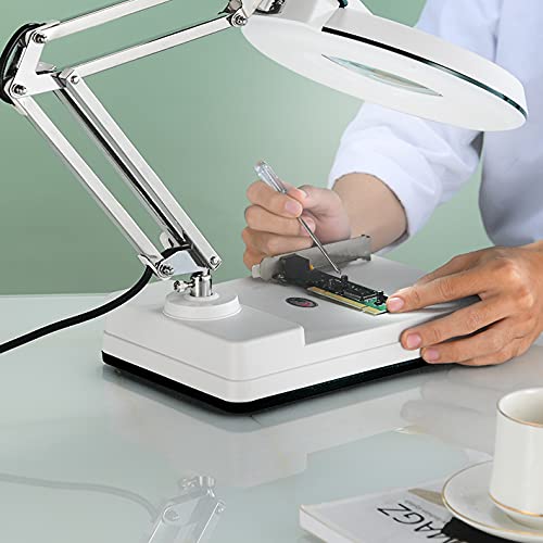 Loupe Rectangulaire LED 10x Avec Lumière – 5 Modes De Couleur, Bras Flexible | Parfaite Pour Soudure, Bijouterie, Lecture Et Travaux De Précision
