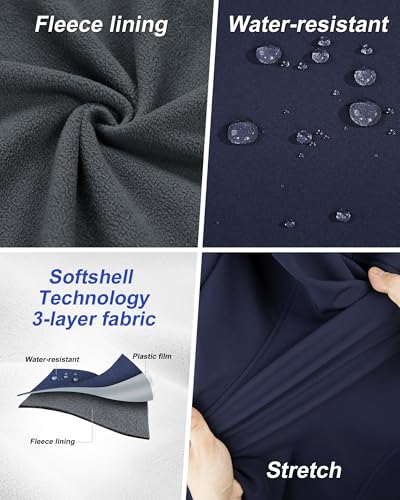 Outdoor Ventures Softshell Weste Damen Ärmellose Jacke Laufweste Leicht Winddicht Warm Fleeceweste Stehkragen Sport Golf Weste mit 4 Taschen für Wandern Camping Tiefblau M