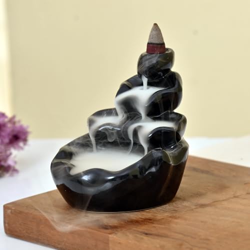 Image of Ceramic Backflow Smoke Fountain Incense Holder for Home Decor Gifts with 20 Smoke Cones by Craftam
