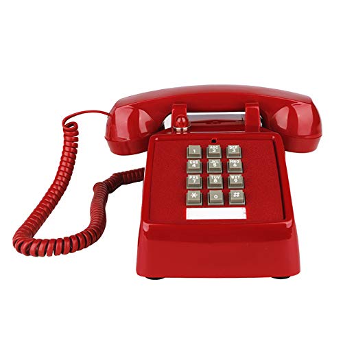 YOPAY-Single-Line-Corded-Desk-Telephone-Home-Emergency-Intuition-Amplified-Retro-Phone-Classic-Dial-Button-Phone-Red