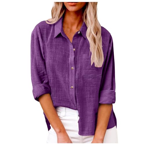 Linen Button Down Shirt Women Oversized Summer 2025 Casual Long Sleeve Collared Vcation Gauze Trendy Tunics Lapel