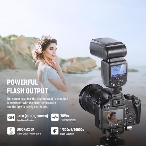 Image of NEEWER NW760-C TTL Flash Speedlite Compatible with Canon DSLR Cameras, 76Ws GN60 2.4G 1 /8000s HSS Speedlight, TCM Conversion, 230 Full Power Flashes, 0.1-2.7s Fast Recycling Flashlight