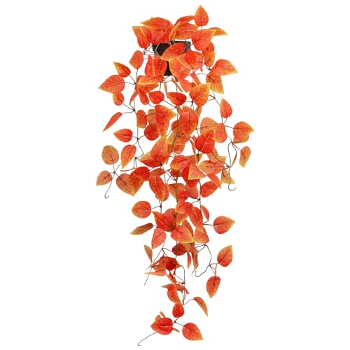 LUZOGA Fake Fall Plants Hanging Faux Orange Vines Artificial Potted...