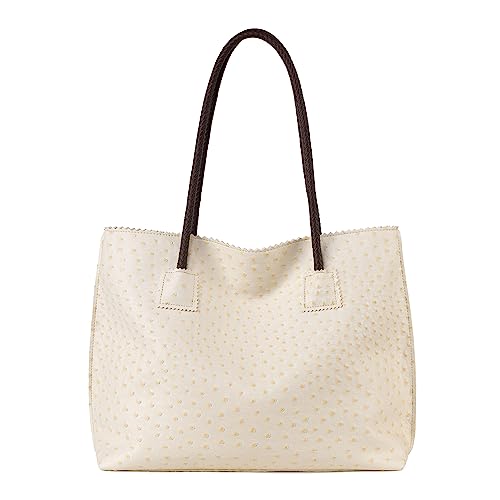Milan Chiva Tote Bag for Women with Zipper Large Ostrich Vegan Leather Shoulder Purses and Handbags